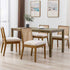 VESCASA Upholstered Dining Chairs with Square Rattan Back, Armless Padded Linen Cushion Dining Chairs with Wood Legs for Dining Room, Kitchen, Set of 6, Natural Frame
