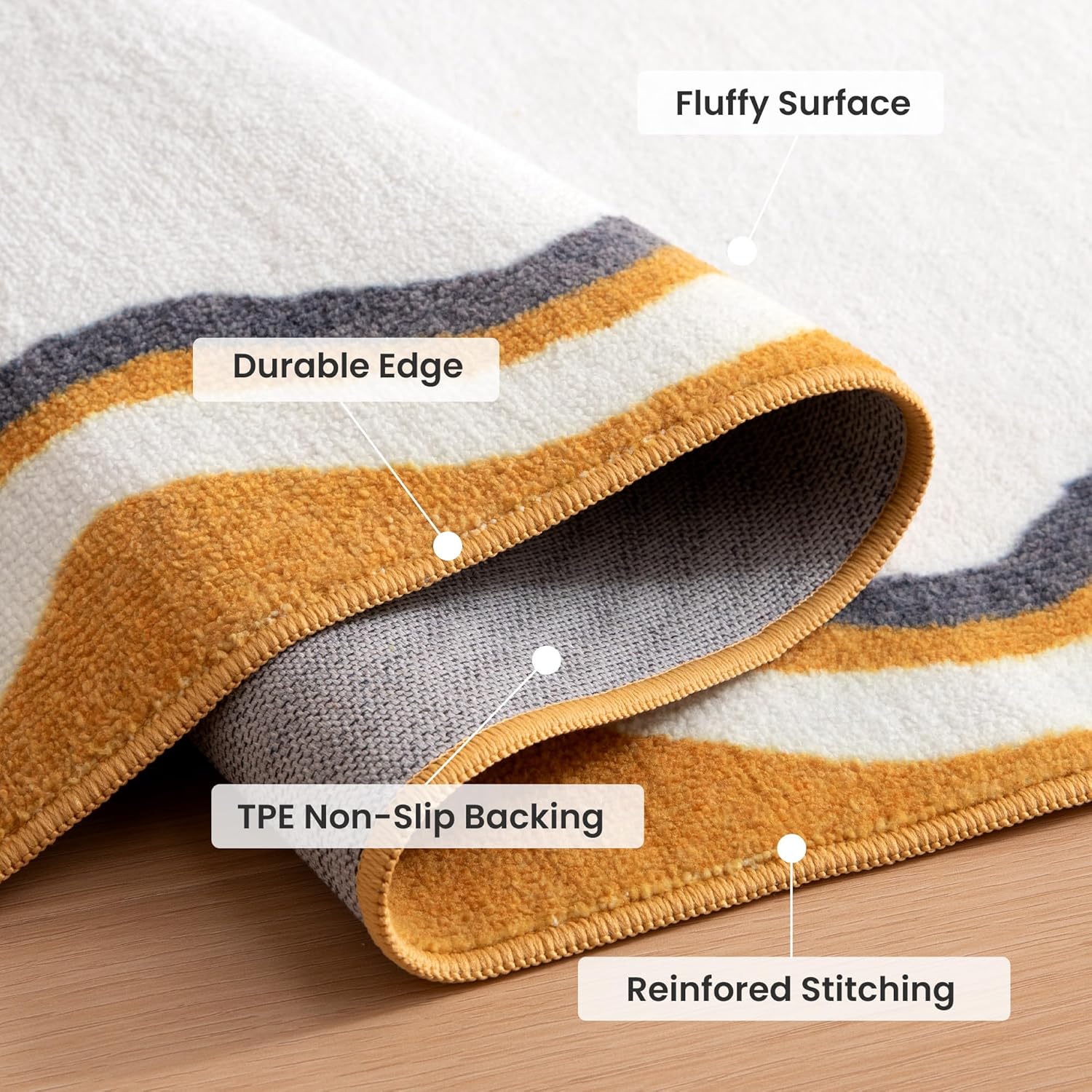 Kids Rugs for Playroom, Non Slip Area Rugs for Bedroom - Beige Yellow