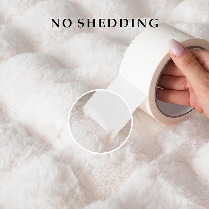 BENVWE Faux Fur Throw Blanket for Couch - Thickened Fluffy Soft Bubble Blanket for Living Room Home Decor - Mothers Day Birthday Gifts for Women Men, Cream White, 50