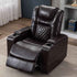 CANMOV Electric Power Recliner Chair with USB Ports and Cup Holders, Breathable Leather Home Theater Seating with Hidden Arm Storage (Brown)