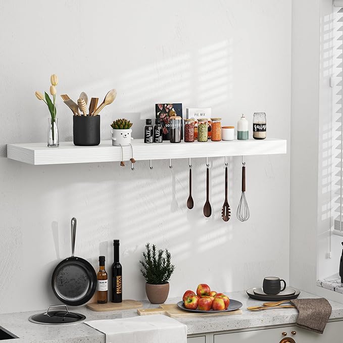 Floating Shelves - 10.3 Inch Deep Wall Shelf for Decor & Storage - Wall Mounted Display Shelving with Invisible Heavy-Duty Metal Bracket - 36