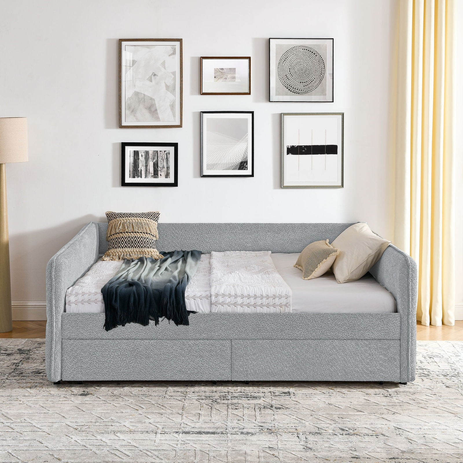 Upholstered Daybed & 2 Drawers