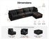 Oversized Modular Sofa, Extra Deep Cloud Corduroy Sectional Couch with Ottoman Chaise, Fluffy Corduroy 5 Seater Sofa Bed for Living Room, Villa (L Shape 5 Seater, Corduroy Black)