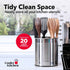 Extra Large Rotating Utensil Holder Caddy with Sturdy No-Tip Weighted Base, Removable Divider, and Gripped Insert: Metal | Rust Proof