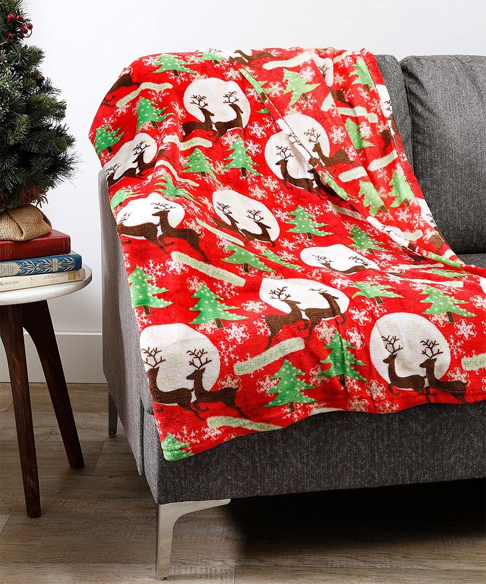 Decor & More Festive Holiday Microplush Throw Blanket (50