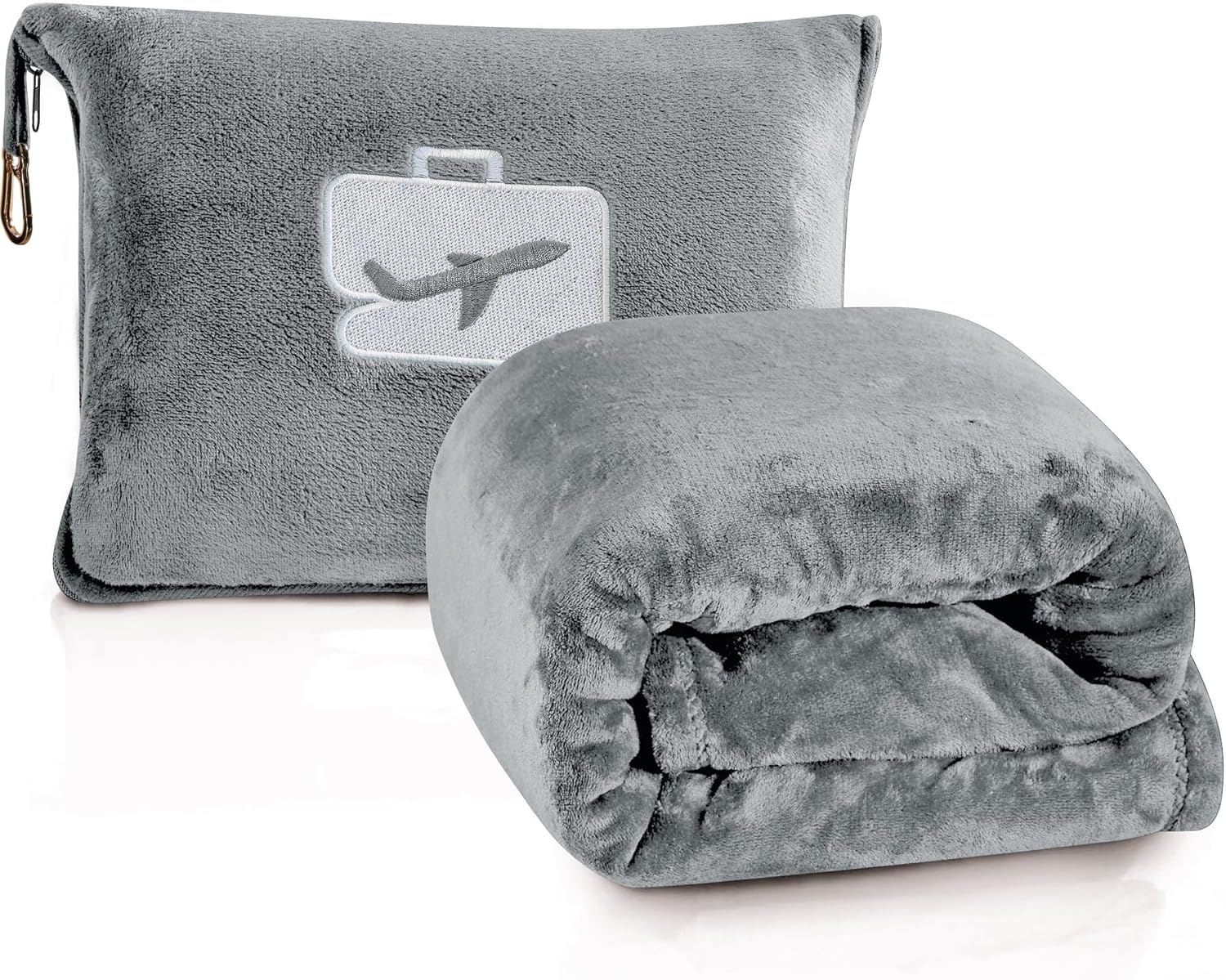 Comfort Fly Travel Blanket & Pillow – 2-in-1 Micro Plush Airplane Blanket with Carry Case (40