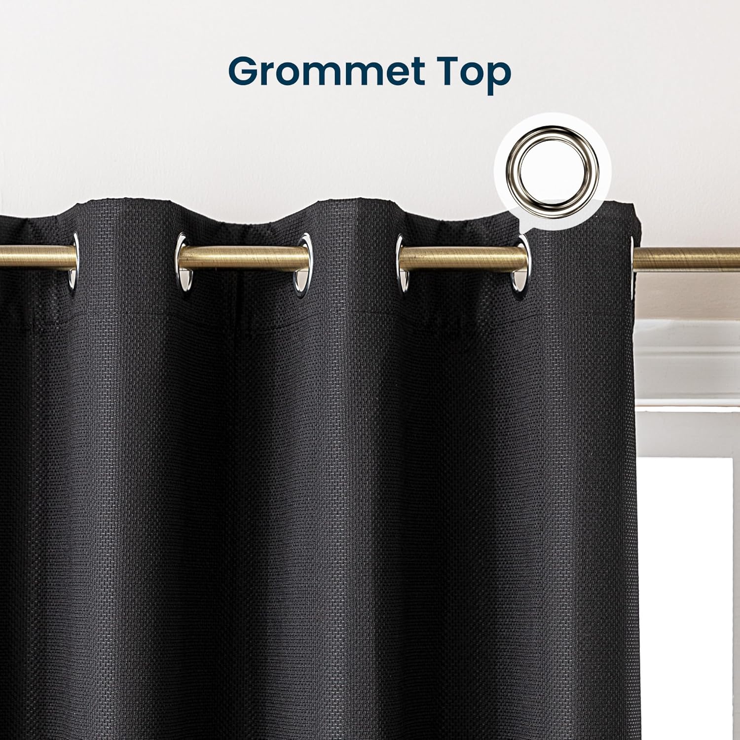 Blackout Curtains for Room Darkening Window Drapes with Rod Pocket 2 Panels Set-Black