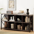 8 Cube Storage Organizer Bookshelf, Industrial Horizontal Bookcase, Accent Cubby Shelf, Media Console Table for Living Room, Home Office, 63 Inches, Dark Grey Oak
