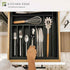 Premium Silverware, Flatware and Utensil Organizer for Kitchen Drawers, Food-Safe Contract Grade, Expandable from 14.5 to 25 In, Black Bamboo