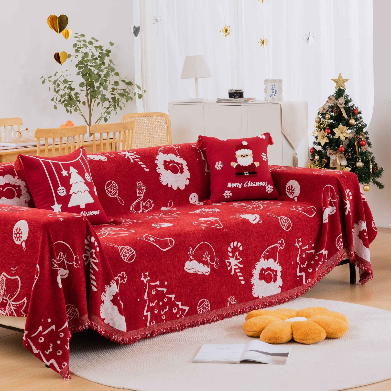 Merry Christmas Soft Sofa Cover, Chenille Sofa Cover Throw , Couch Cover Blanket Throws for Couches