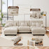 U Shaped Couch Sectional Couch, 3-Seater Cloud Couch Sectional Oversized Couch, Sofa Bed Couch with Round Bolster Armrests 5 Pillows, Modular Couch Home Sofa Living Room Couch