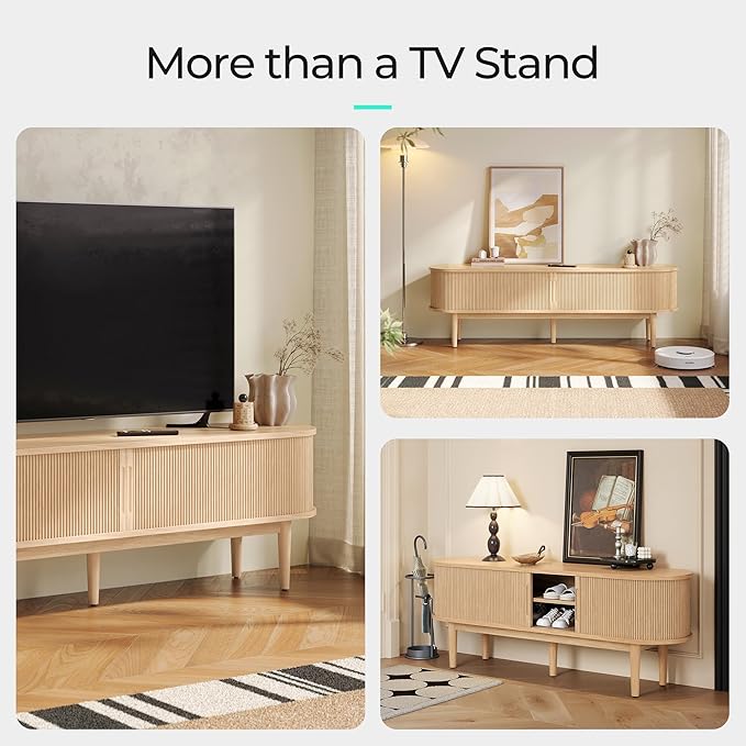 LINSY HOME Fluted TV Stand for 75