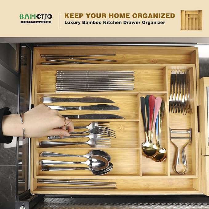 Expandable Bamboo Drawer Organizer – Large 20
