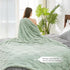 Cozy Bliss Checkered White Faux Rabbit Fur Throw Blanket, Soft Fuzzy Fluffy Minky Cream Furry Blankets for Couch, Bed (Sage Green, King(108" x 90")