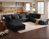 Oversized Modular Sofa, Extra Deep Cloud Corduroy Sectional Couch with Ottoman Chaise, Fluffy Chenille 8 Seater Couch Bed for Living Room, Villa (Sofa Bed 8 Seater, Corduroy Black)