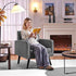 Yaheetech Modern Living Room Chair, Mid-Century Armchair Button Tufted Back and Wood Legs, Vintage Lounge Chair for Bedroom/Home Office/Study, Gray
