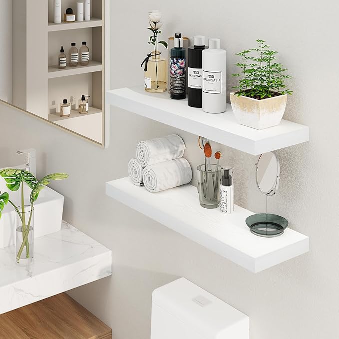 Fun Memories White Floating Shelves 36 Inch Long, 8 Inch Deep Floating Shelf for Wall, 36
