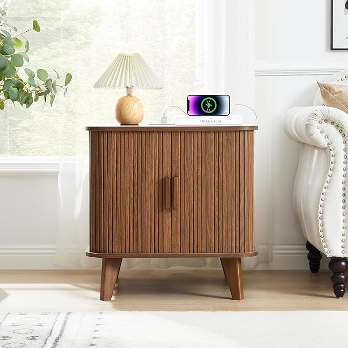 Farmhouse Square End Table with Charging Station, 24