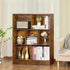 LEYAOYAO 7 Cube Bookshelf with Base,3 Tier Mid-Century Modern Brown Bookcase,Standing Wide Bookshelves Storage Organizer Shelf,Rustic Wood Display Cabinet Book Shelves for Bedroom,Living Room,Office