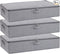 Under the Bed Storage Bins, 31.5 x 15.7 x 5.9 Inch Closet Organizers with Reinforced Handles for Blanket, Sheets, Pillows, Towels, Shoes, Grey, 3 Pack