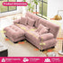 Loveseat Modular Sectional Sofa, L Shaped Couch with Ottoman, Cloud Couch Sectional Couch Home Sofa Living Room Oversized Couch Deep Seat Couch with Round Bolster Armrests 4 Pillows(Pink)