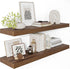 Wide Floating Shelves for Wall 12 Inch Deep, 36" X 12" X 2" Floating Shelf, 2 Inch Thick Shelf for Bathroom Bedroom Kitchen Book Room, Heavy Duty 65lbs Shelves for Farmhouse Decor Set of 2, Walnut