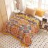Boho Muslin Blanket for Adults 4-Layer Gauze 80 x 90 Inches Soft Cozy 100% Cotton Summer Cooling Blanket Geometric Floral Decor for Sofa Bed Coverlet Both Sides (A Boho Figure Orange, 80 x 90 in)