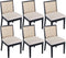 VESCASA Upholstered Dining Chairs with Square Rattan Back, Armless Padded Linen Cushion Dining Chairs with Wood Legs for Dining Room, Kitchen, Set of 6, Black Frame