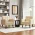 Yaheetech Mid-Century Accent Chairs, PU Leather Modern Upholstered Living Room Chair, Cozy Armchair Button Tufted Back and Wood Legs for Bedroom/Office/Cafe Beige 2PCS