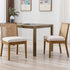 VESCASA Upholstered Dining Chairs with Square Rattan Back, Armless Padded Linen Cushion Dining Chairs with Wood Legs for Dining Room, Kitchen, Set of 2, Natural Frame