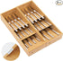 Premium Cutlery, Flatware, and Silverware Drawer Organizer – Slanted 3-Compartment Design with Labeled Slots, Non-Slip Feet, 100% Sustainable Bamboo, 2 Pack