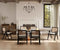 Rattan Dining Chairs Set of 6, Farmhouse Wicker Dining Chairs with Removable Linen Cushion Accent Cane Armchair for Dining Room Kitchen Restaurant, Black