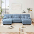 Modular Sectional Sofa, Comfy Cloud Couch 3 Seater Couch with Ottoman, Sectional Couches for Living Room, Modern Chenille U Shaped Couches, Sleeper Deep Seat Sofa with Throw Pillows, Blue