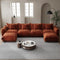 Modern Minimalist Chenille Modular Sectional Sofa, Oversized U-Shaped Couch with Movable Ottoman, Thick Cushions, Upholstered Sofa for Living Room, Bedroom, Office, Apartment Orange 2 Ottoman