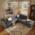 Modular Sectional Sofa, 130.7" L Shaped Couch Set for Living Room, 4-Seater Comfy Cloud Couches with Movable Ottoman, DIY Combination, Plush Corduroy, Gray