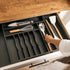 Premium Silverware, Flatware and Utensil Organizer for Kitchen Drawers, Food-Safe Contract Grade, Expandable from 18 to 33 In, Black Bamboo
