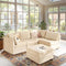 Modular Sectional Sofa, 130.7" L Shaped Couch Set for Living Room, 4-Seater Comfy Cloud Couches with Movable Ottoman, DIY Combination, Plush Corduroy, Beige