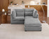 Oversized Modular Sofa, Extra Deep Cloud Chenille Sectional Couch with Ottoman Chaise, Fluffy Chenille Loveseat L Sofa for Living Room, Villa (Loveseat+Ottoman, Chenille Grey)