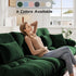 Modular Sectional Sofa, Comfy Cloud Couch 3 Seater Couch with Ottoman, Sectional Couches for Living Room, Modern Chenille U Shaped Couches, Sleeper Deep Seat Sofa with Throw Pillows, Green