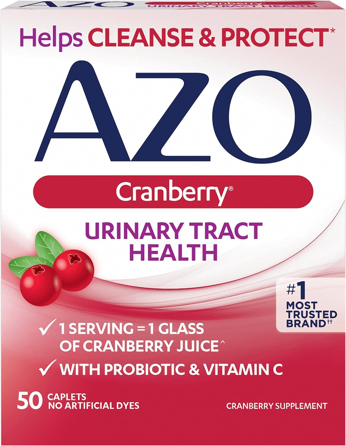 AZO | Cranberry Caplets | Urinary Tract Health Support | 50 Count