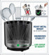 Cooler Kitchen Extra Large and Sturdy Rotating Utensil Holder Caddy with No-Tip Weighted Base, Removable Divider, and Gripped Insert | Rust Proof and Dishwasher Safe