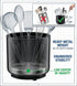 Cooler Kitchen Extra Large and Sturdy Rotating Utensil Holder Caddy with No-Tip Weighted Base, Removable Divider, and Gripped Insert | Rust Proof and Dishwasher Safe