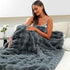 RYNGHIPY Faux Fur Blanket Double-Sided Thick Warm Blanket for Couch Soft Fluffy Furry Blankets for Sofa Chair (Dark Grey, 51''x63'')