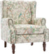 UIXE High Back Floral Accent Chair, Upholstered Armchair in Fabric for Living Room, Retro Printed Wingback Arm Chair Comfy Single Sofa Bedroom Reading Seat with Solid Wood Legs - Bird Pattern