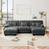 U Shaped Couch Sectional Couch, 3-Seater Cloud Couch Sectional Oversized Couch, Sofa Bed Couch with Round Bolster Armrests 5 Pillows, Modular Couch Home Sofa Living Room Couch(Gray)