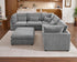 Oversized Modular Sofa, Extra Deep Cloud Chenille Sectional Couch with Ottoman Chaise, Fluffy Chenille Corner V Shape Sofa for Living Room, Villa (Corner V Shape+Ottoman, Chenille Grey)