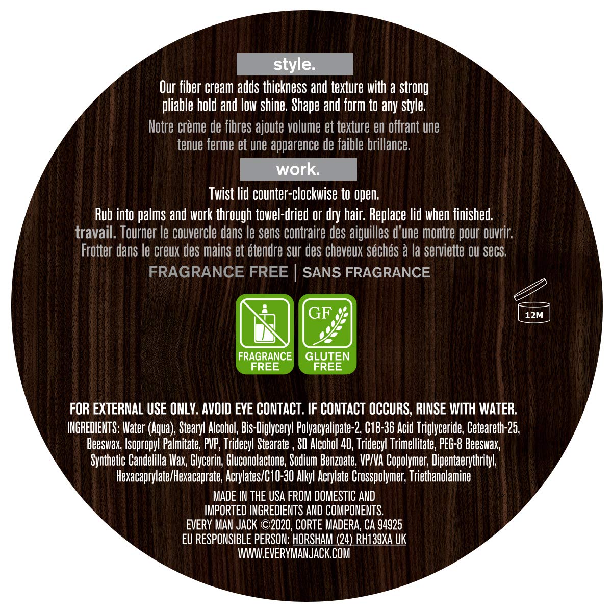 Every Man Jack Hair Fiber Cream: Fragrance-Free Hold, Volume, and Texture