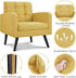 Yaheetech Mid-Century Accent Chairs, Modern Upholstered Living Room Chair, Cozy Armchair Button Tufted Back and Wood Legs for Bedroom/Office/Cafe, Yellow