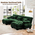 Modular Sectional Sofa, Comfy Cloud Couch 3 Seater Couch with Ottoman, Sectional Couches for Living Room, Modern Chenille U Shaped Couches, Sleeper Deep Seat Sofa with Throw Pillows, Green