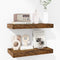 Fun Memories 16 Inch Floating Shelves - Deep Rustic Wooden Wall Shelves - Extra Deeper & Thicker Wall Mounted Storage Shelf for Bedroom, Kitchen, Farmhouse - 2 Pack, Rustic Brown